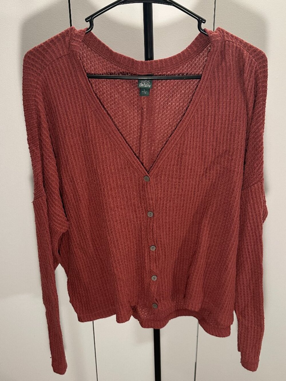 Wild Fable V Neck Button Down Waffle Knit Sweater